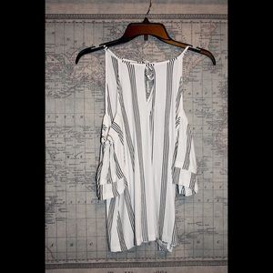 Striped Cut Out Shoulder AE Top